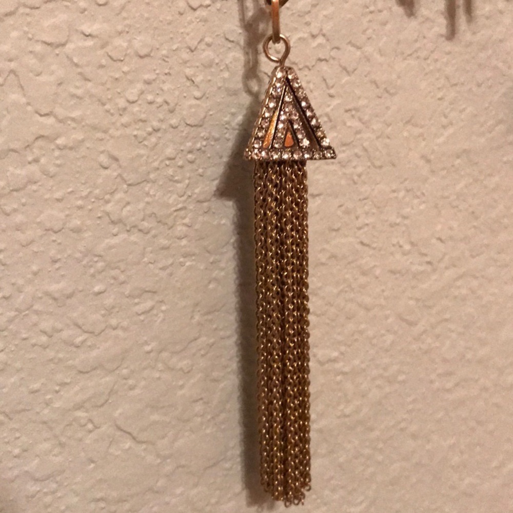 ✨ Gold and Rhinestone Art Deco Tassel Necklace ✨